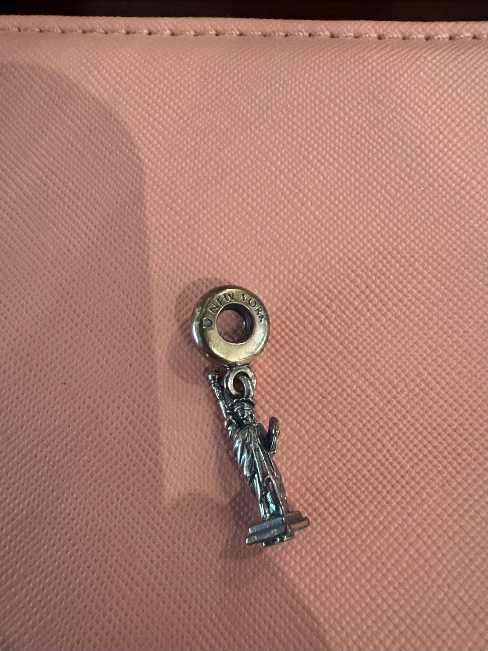 Pandora Silver Statue of Liberty Charm with Pink Accent